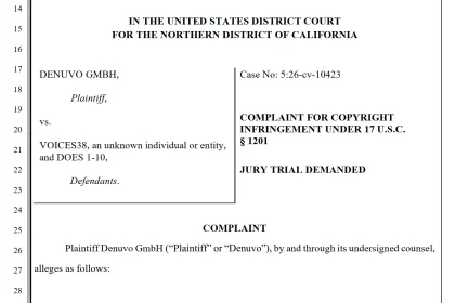 Denuvo Sues Game Cracker ‘voices38’ for Bypassing its Anti-Tamper DRM